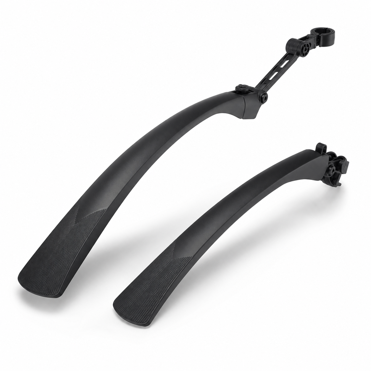 Adjustable black front and rear bicycle mudguard set for 700C road and gravel bikes